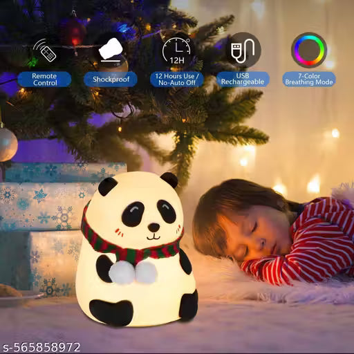 Panda Night Lamp – 7-Colors Changing Light, Room Decor Night Lamp Night Lamp  (12 cm, Multicolor)