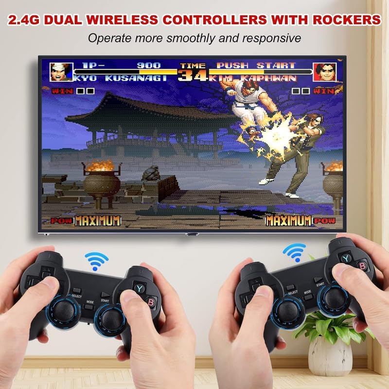 Wireless Game Console with Dual Controllers - | 20,000+ Built-in Retro Games